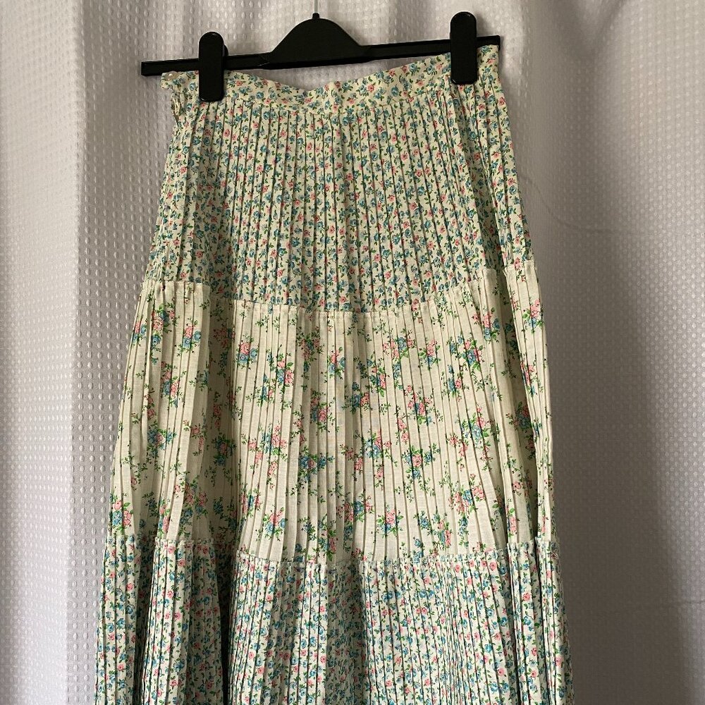 Vintage Pleated Midi Skirt Ditsy Florals